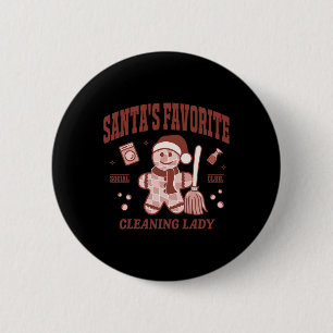 Badge Rond 5 Cm Père Noël Favorite Nettoyage Lady Noël Retro Hou