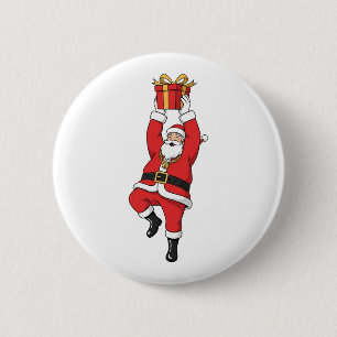 Badge Rond 5 Cm Père Noël Funny Hip Hop avec Chaîne en Or Noël