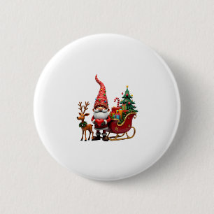 Badge Rond 5 Cm Père Noël Gnome Lumière de Noël Chevauchant le Tra