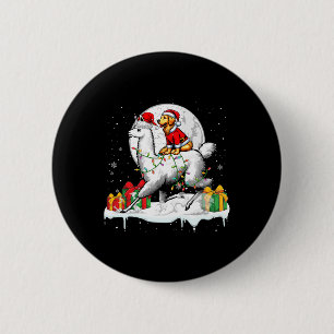 Badge Rond 5 Cm Père Noël Golden Retriever équitation Llama Christ