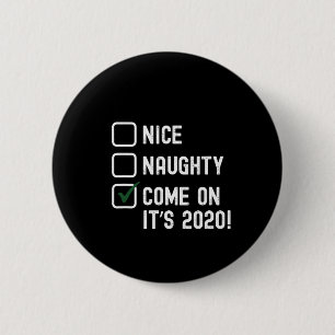 Badge Rond 5 Cm Père Noël Good Bad Naughty Nice Christmas Funny - 
