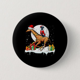 Badge Rond 5 Cm Père Noël Great Dane Riding Giraffe Propriétaire d