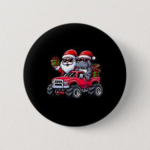 Badge Rond 5 Cm Père Noël Hippopotamus équitation Monster Camion N