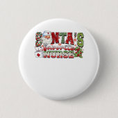 Badge Rond 5 Cm Père Noël Infirmière Favorite, Joyeuse Infirmière, (Devant)