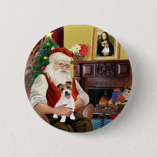 Badge Rond 5 Cm Père Noël Jack Russell Terrier PUP