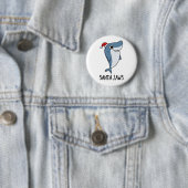 Badge Rond 5 Cm Père Noël Jaws Funny Shark Christmas Pun (En situation)