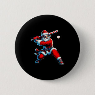 Badge Rond 5 Cm Père Noël jouant au baseball Hommes Garçons Noël B