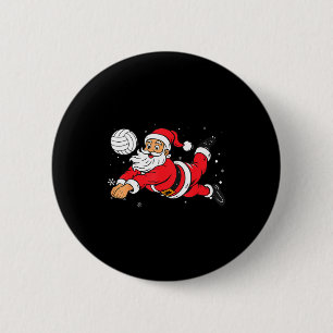 Badge Rond 5 Cm Père Noël jouant au volley-ball Pyjama de Noël Coo