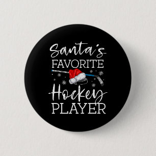 Badge Rond 5 Cm Père Noël Joueur de hockey favori Fun Pajama Chris