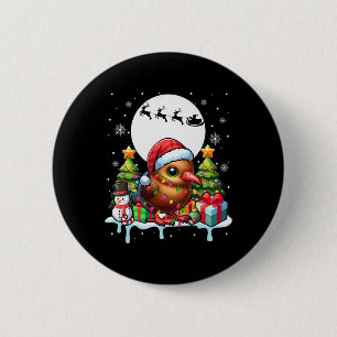 Badge Rond 5 Cm Père Noël Kiwi Bird Snowman Xmas Lumières Colorée