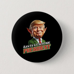Badge Rond 5 Cm Père Noël le président favori Donald Trump Elf Chr