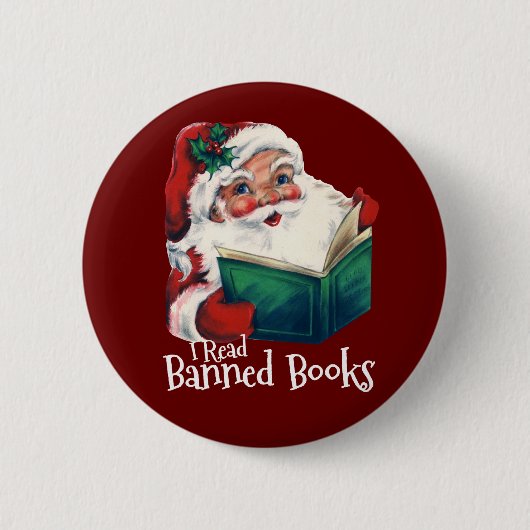 Badge Rond 5 Cm Père Noël Lit Les Livres Interdits (Devant)
