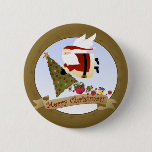 Badge Rond 5 Cm Père Noël livre