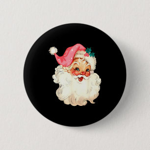 Badge Rond 5 Cm Père Noël Nk Visage de Noël Vieux Xmas Vintage Nk