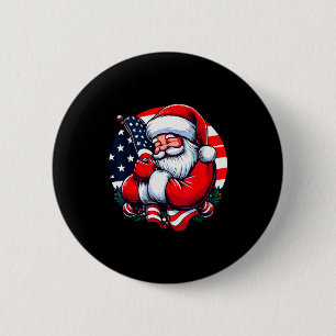 Badge Rond 5 Cm Père Noël patriotique Hommes Femmes Drapeau États-