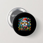 Badge Rond 5 Cm Père Noël Paws Joli Design Chien De Noël Pour Anim (Devant & derrière)