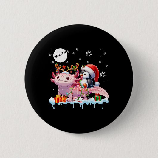 Badge Rond 5 Cm Père Noël Penguin équitation Axolotl Reindeer Noël (Devant)