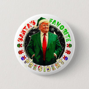 Badge Rond 5 Cm Père Noël Président favori Funny Trump Noël