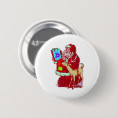 Badge Rond 5 Cm père Noël Reindeer (Devant & derrière)