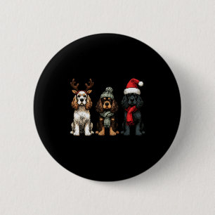 Badge Rond 5 Cm Père Noël Renne Er Épagneul Noël Er Amant Pyjama
