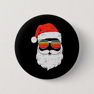 Badge Rond 5 Cm Père Noël Rétro Lunettes de soleil Noël en Juillet