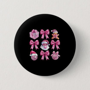 Badge Rond 5 Cm Père Noël rétro Noël bulle gomme rose Sungles Orna
