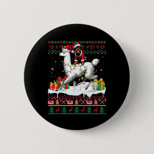 Badge Rond 5 Cm Père Noël Rottweiler Riding Llama Sweater Lo