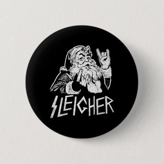 Badge Rond 5 Cm Père Noël Sleigher Rock On Goth Heavy