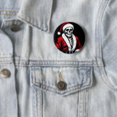 Badge Rond 5 Cm Père Noël squelette (En situation)