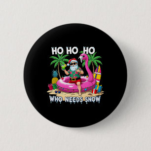Badge Rond 5 Cm Père Noël Tropical Drôle Cadeau de Vacances de Noë