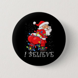 Badge Rond 5 Cm Père Noël Twerking Je crois Lumières de sapin de N