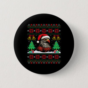 Badge Rond 5 Cm Père Noël vilain faucon chapeau arbre de Noël fauc