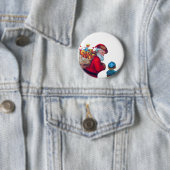 BADGE ROND 5 CM PÈRE NOËL VINTAGE 2 (En situation)