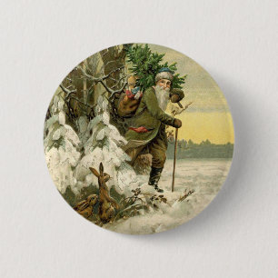 Badge Rond 5 Cm Père Noël vintage Noël victorien vacances Arbre 