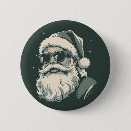Badge Rond 5 Cm Père Noël Visage lunettes de soleil Noël Noël Noël (Devant)
