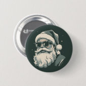 Badge Rond 5 Cm Père Noël Visage lunettes de soleil Noël Noël Noël (Devant & derrière)