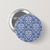 Badge Rond 5 Cm Périwinkle bleu et blanc Damas (Devant & derrière)