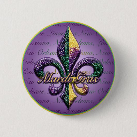 Badge Rond 5 Cm Perle Fleur de lis 2 de mardi gras (Devant)