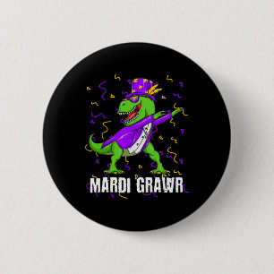 Badge Rond 5 Cm Perle Mardi Gras Dabbing T Rex Dinosaur Mardi Graw