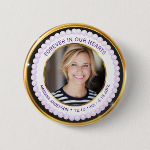 Badge Rond 5 Cm Perles modernes violettes et dorées À jamais dans