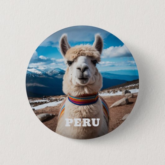 Badge Rond 5 Cm Pérou Llama (Devant)