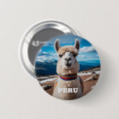 Badge Rond 5 Cm Pérou Llama (Devant & derrière)
