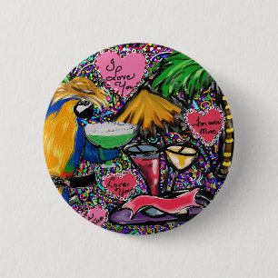 Badge Rond 5 Cm Perroquet de fête de la Saint-Valentin