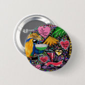 Badge Rond 5 Cm Perroquet de fête de la Saint-Valentin (Devant & derrière)