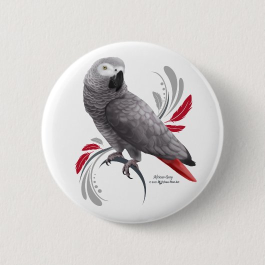Badge Rond 5 Cm Perroquet gris d'Afrique (Devant)