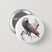 Badge Rond 5 Cm Perroquet gris d'Afrique (Devant & derrière)