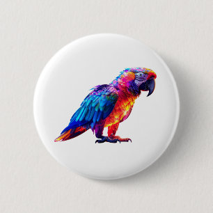 Badge Rond 5 Cm Perroquet Lumineux Coloré