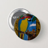 Badge Rond 5 Cm Perroquet Pirate (Devant & derrière)