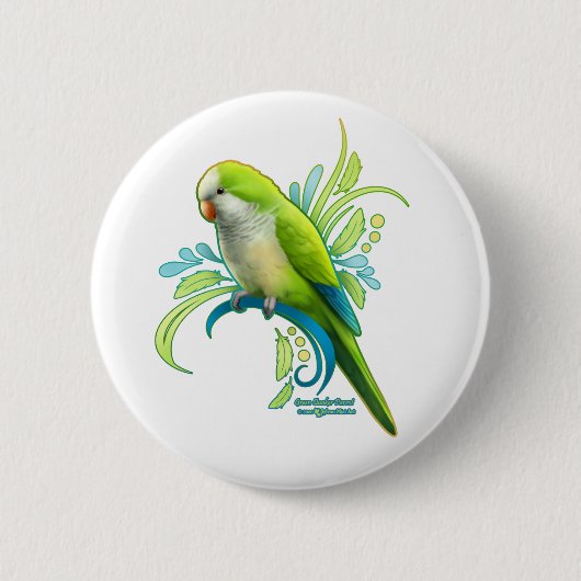 Badge Rond 5 Cm Perroquet vert Quaker (Devant)