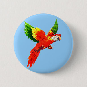 Badge Rond 5 Cm perroquet volant